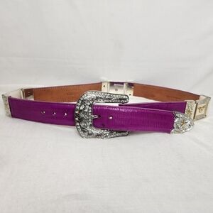 Los Altos Womens 32 Purple Silver Leather Western Cowgirl Belt